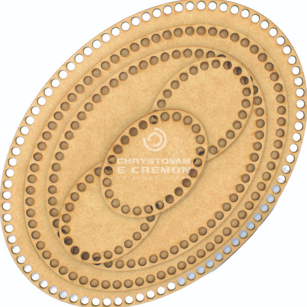 Base Crochê Oval Fio De Malha Para Kit Higiene Bebê Mdf Cru em Oferta na Shopee