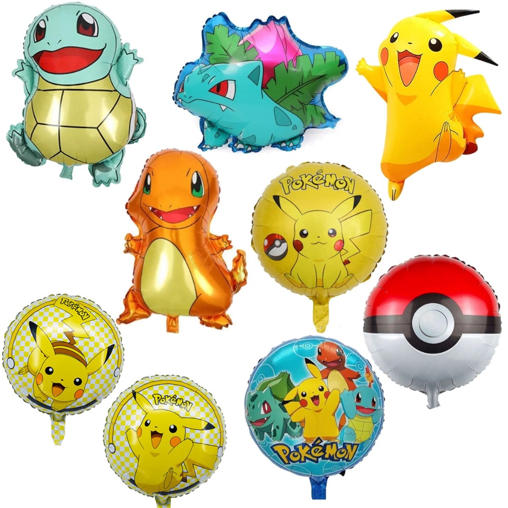 Balão Metalizado Pokemon Pikachu Pokebola Charmander Squirtle Bulbasaur Anime Aniversário Decoração