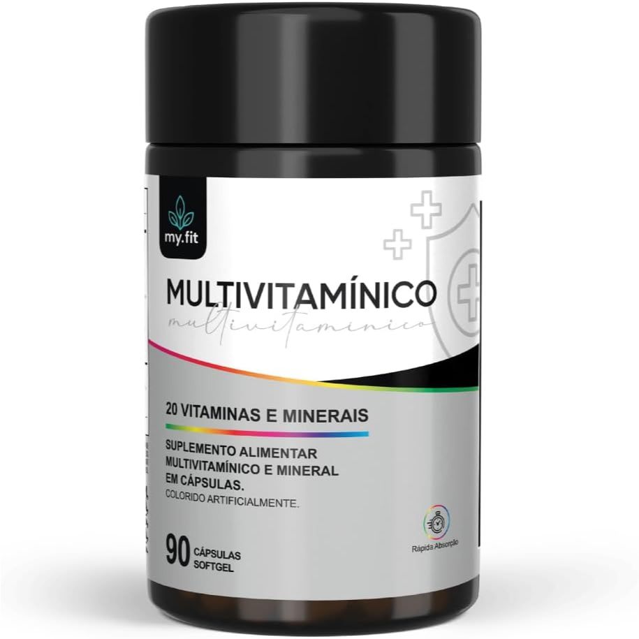 Multivitamínico My Fit 90 Cápsulas A-Z com Ferro, Zinco e Vitaminas B  Energia , Imunidade e Vitalidade