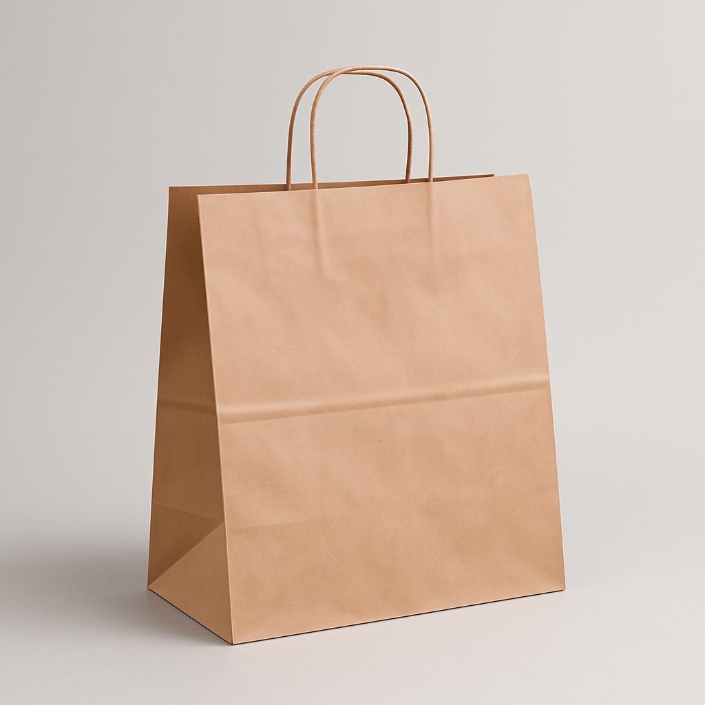 Kit Sacola De Papel Tamanho G 30x32x19 Cm Para Presente Kraft Lisa Na Cor Pardo - Delivery Food com Alça em Oferta na Shopee