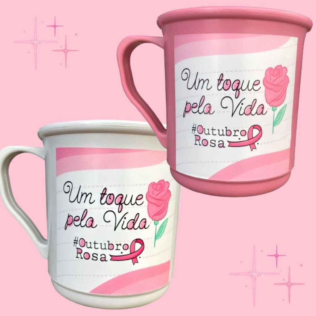 10 Canecas decorada simbolo outubro rosa campanha cancer de mama hospital empresa escola faculdade