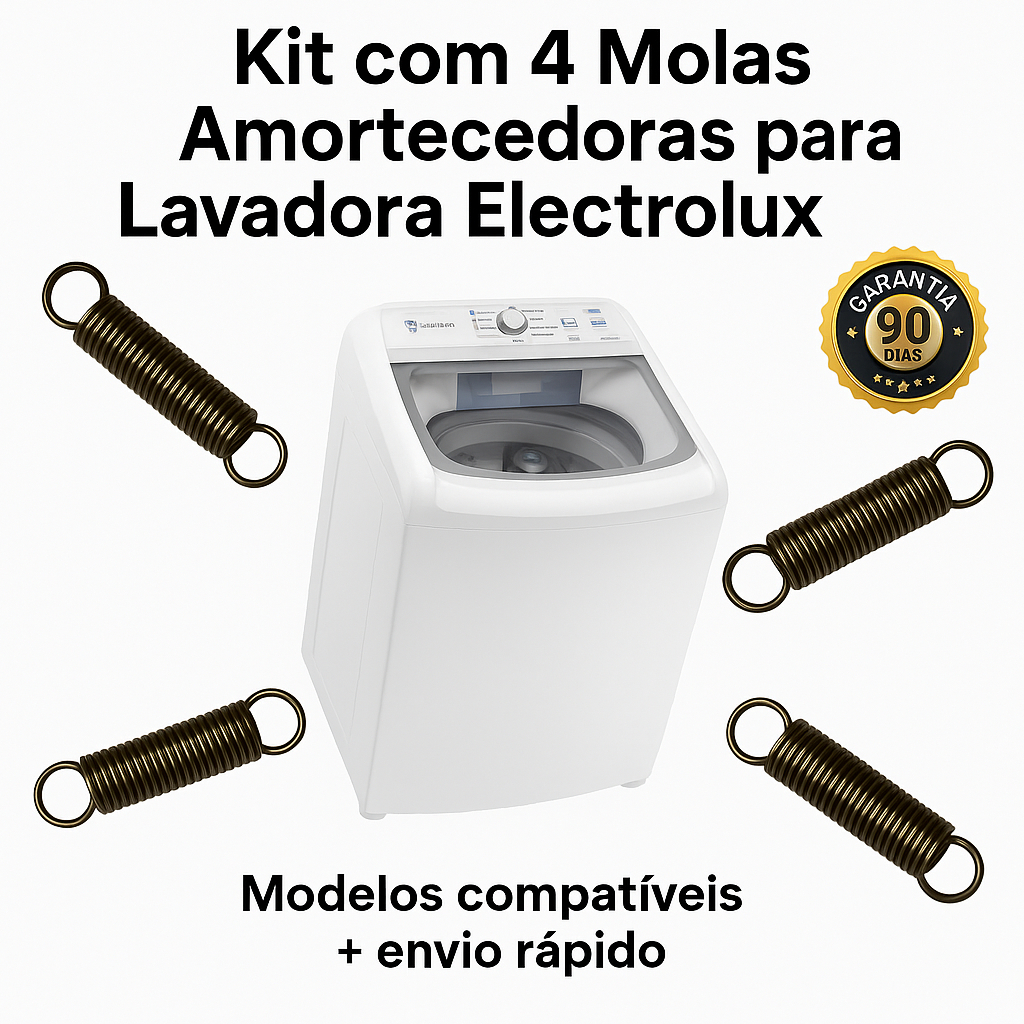 Jogo 4 Molas Amortecedoras Lavadora Electrolux Estabiliza Centrifugação Modelos LAC LED LTR LTA LTC