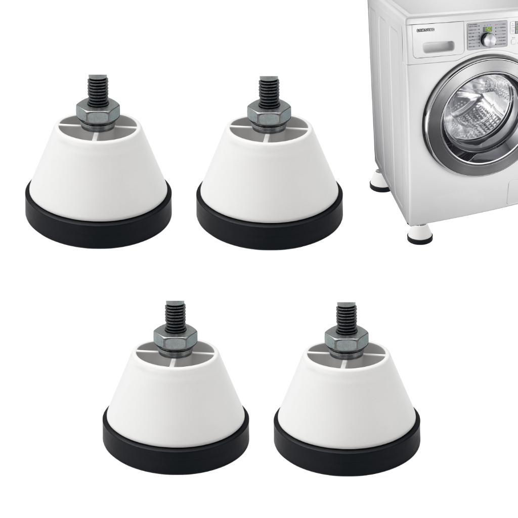 Kit 4 Pés Para Lava e Seca Samsung Nivelador Anti Vibração Branco Máquina de Lavar