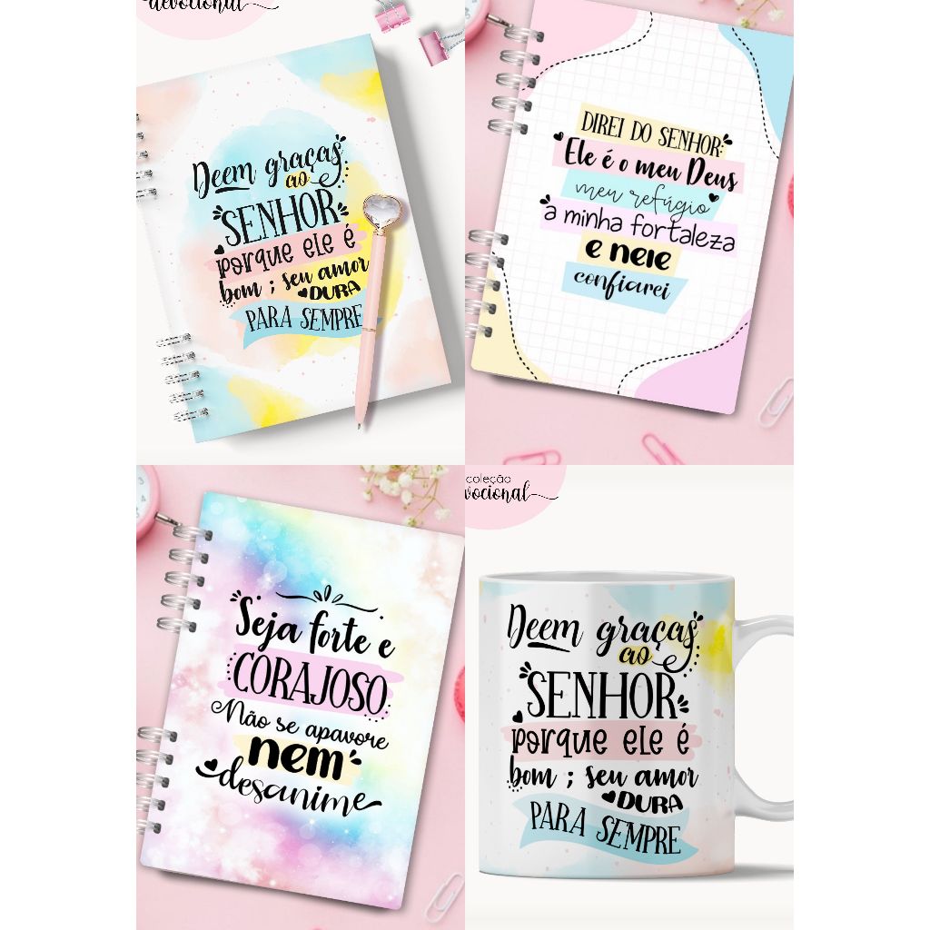 Planner Devocional Caneca Personalizado Nome na Capa Caderno Diário