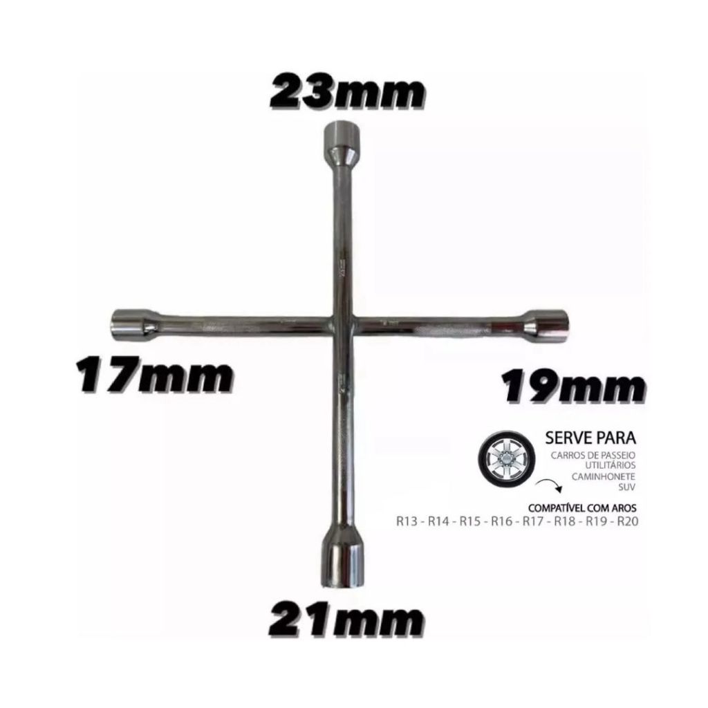 Chave De Roda Universal Cruz Aro 17 19 21 23 Carro