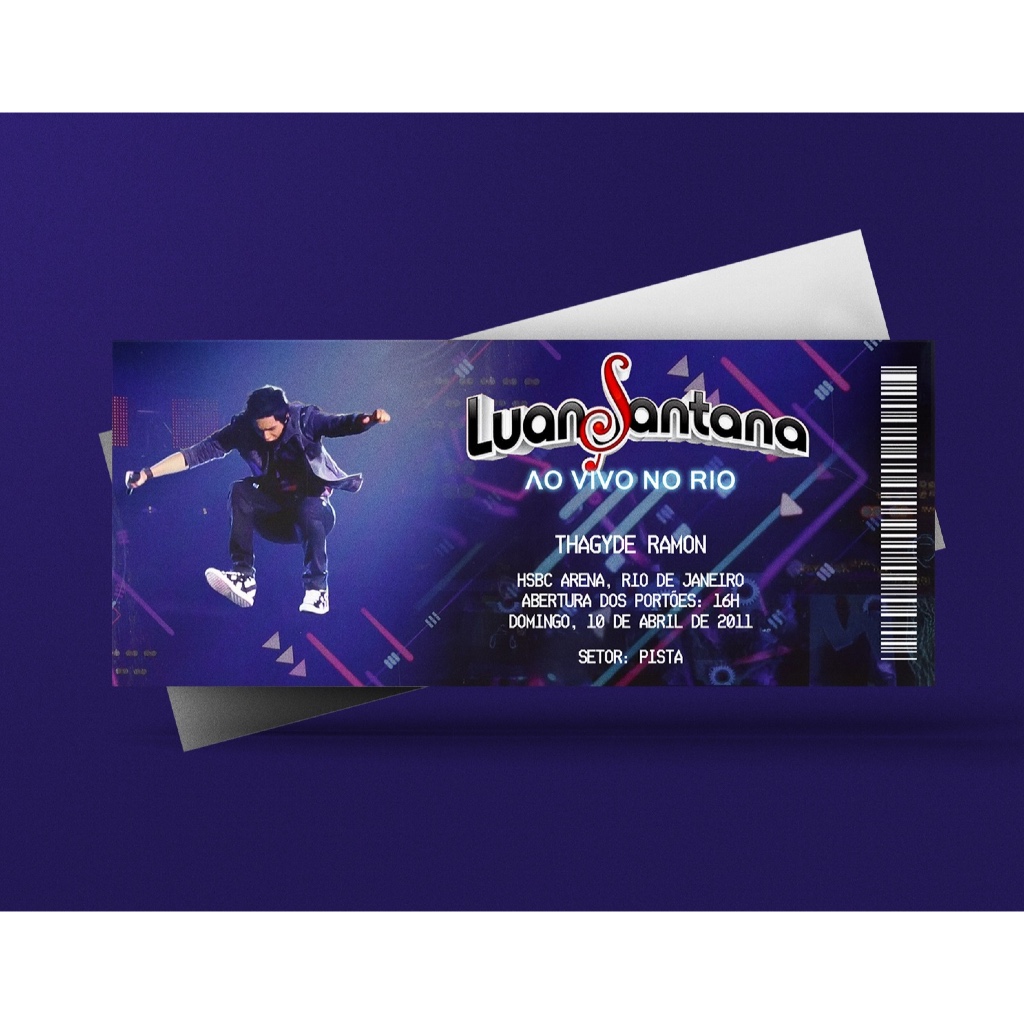 Ingresso Holográfico Personalizado Luan Santana - Ao Vivo No Rio