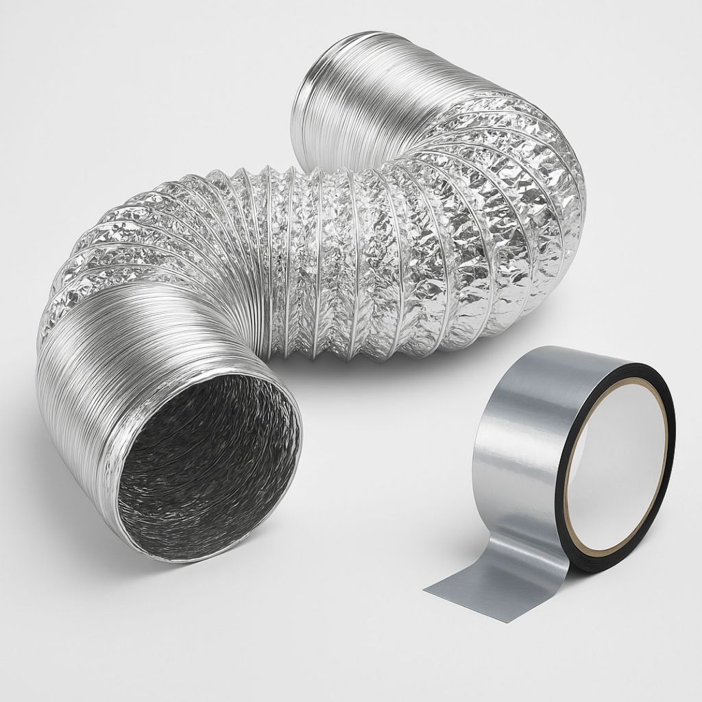 Kit Fita Aluminizada + Duto Flexível 300mm 5 Metros Aluminizado Sem Isolamento Para Coifa Exaustores