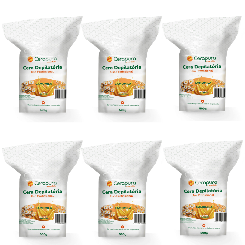 Kit com 6 Cera Camomila Cerapura (3kg de cera)