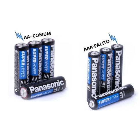 Pilhas Panasonic AA ou AAA | Palito ou Comum | Kit 8, 12, 24 ou 32 UnidadesPilhas Panasonic AA ou AAA | Palito ou Comum