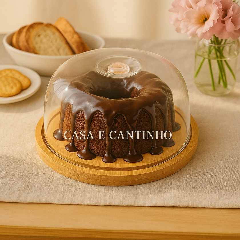 Boleira Com Tampa Acrílico e Bambu Redonda ou Retangular Multiuso Queijos Bolo Pães em Oferta na Shopee