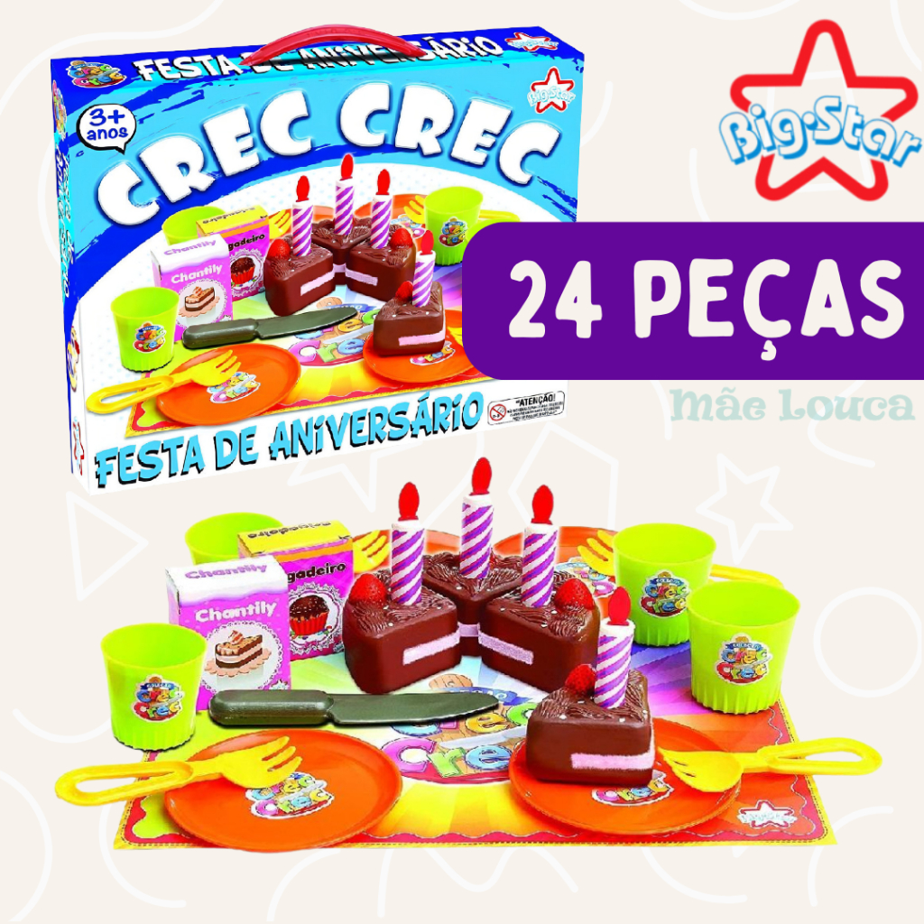 Brinquedo Comidinha Com Velcro Faz de Conta Crec Crec Festa De Aniversário Big Star em Oferta na Shopee