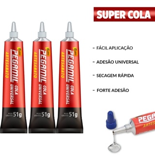 Cola Adesiva Universal Transparente Pegamil 51g Super Cola em Oferta na Shopee
