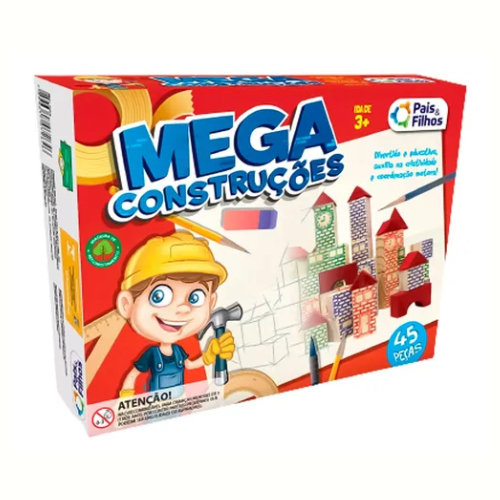 Mega Construções - Blocos de Madeira, Peças, Pequeno Engenheiro, Criatividade (Casas, Castelos...)