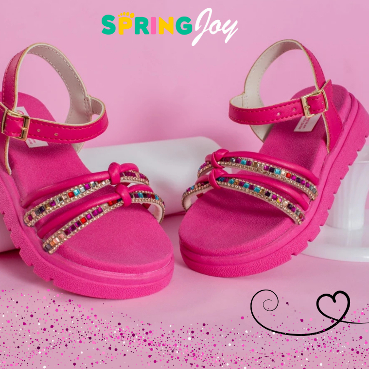 Sandália Flatform Infantil Menina Papete Glady Strass Fashion Várias Cores Antiderrapante Lançamento
