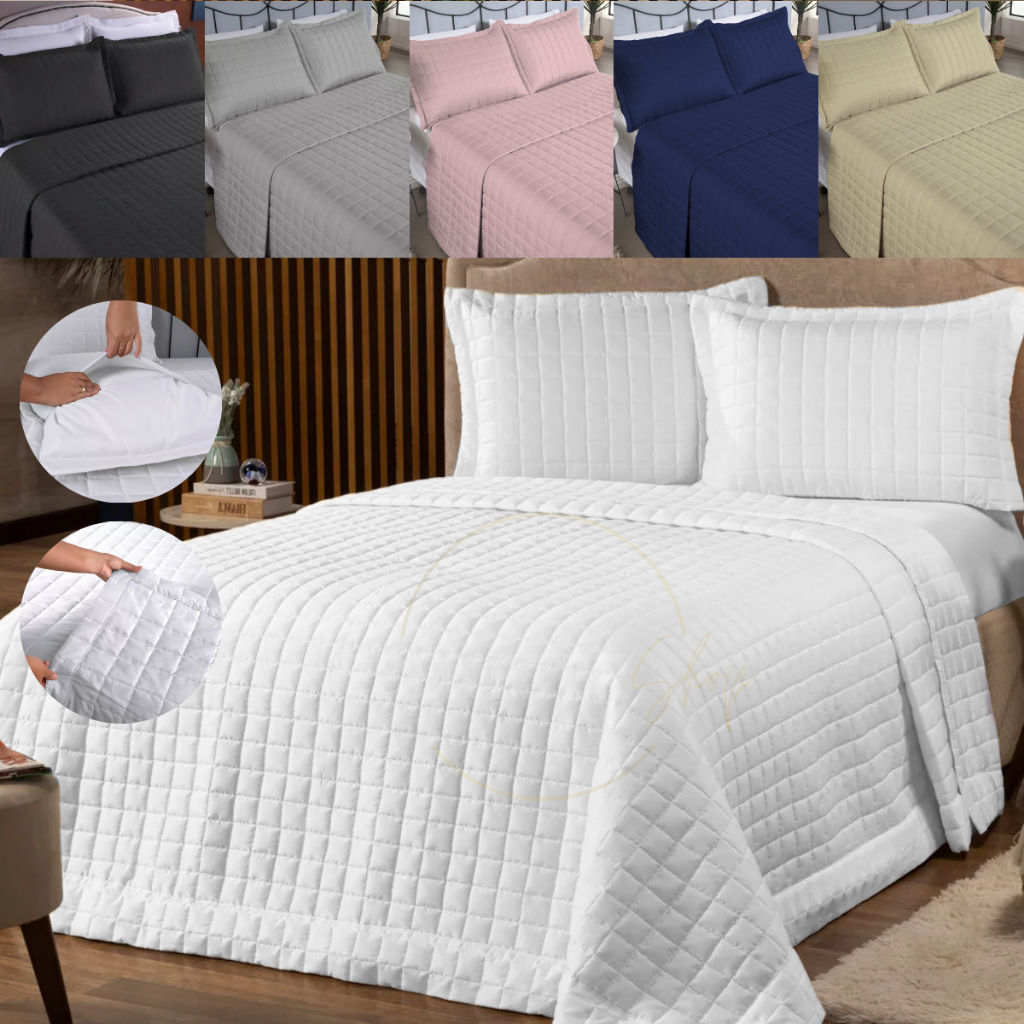 Cobre Leito Casal e Queen 3 Peças Dupla Face Toque Aveludado Matelado 400 Fios Com Porta Travesseiro