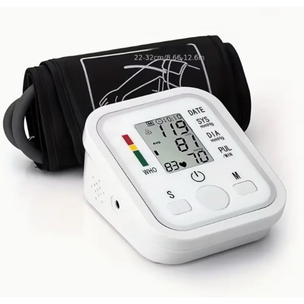 Medidor de Pressão Arterial Digital de Braço com Voz e Display LCD  USB Recarregável