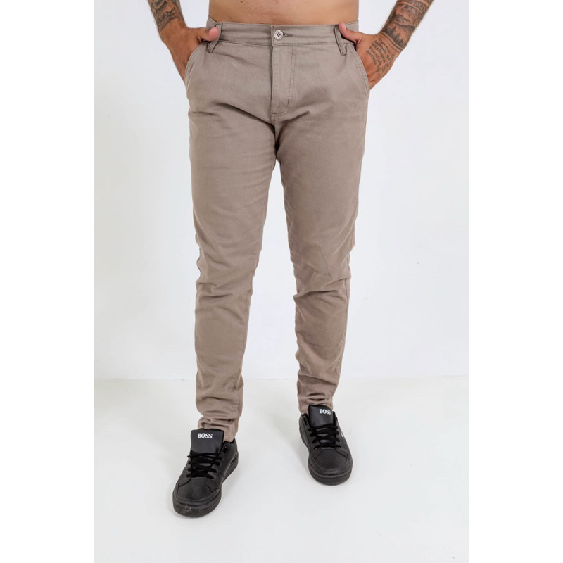 Kit 3 Calças Brim Social Masculina Sarja Laycra Atacado bolso embutido