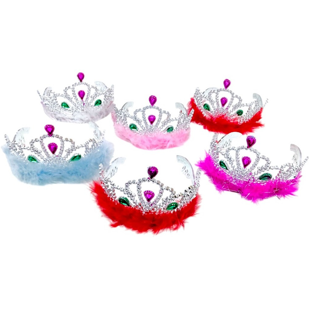 Kit 12 Coroa Princesa Rainha Fantasia Tiara Pluma Atacado Infantil Prata Prateado Dança Apresentação