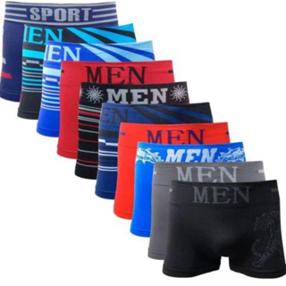Kit 6 Cuecas Box Boxer Adulto Sem Costura MEN Microfibra em Oferta na Shopee