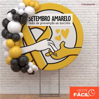 Painel Redondo Setembro Amarelo em tecido 1,50m com Elástico para Festas em Oferta na Shopee
