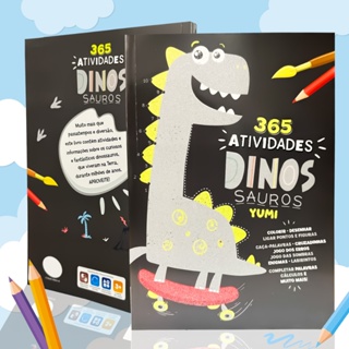 Livro Ilustrado 365 Atividades Dinossauros Jogos & Desenhos P/ Crianças - Capa C/ Glitter Educativo em Oferta na Shopee