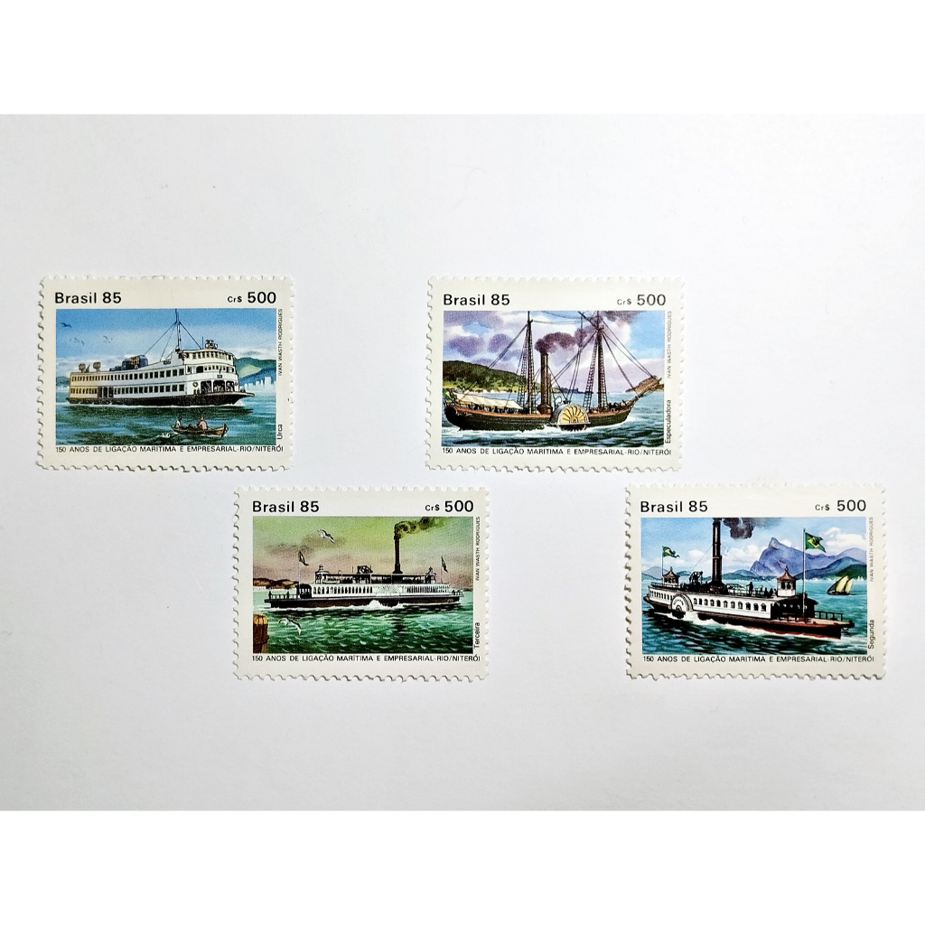 Selo Postal Novo Série 150 anos da Lig Marítima Rio-Niterói 1985