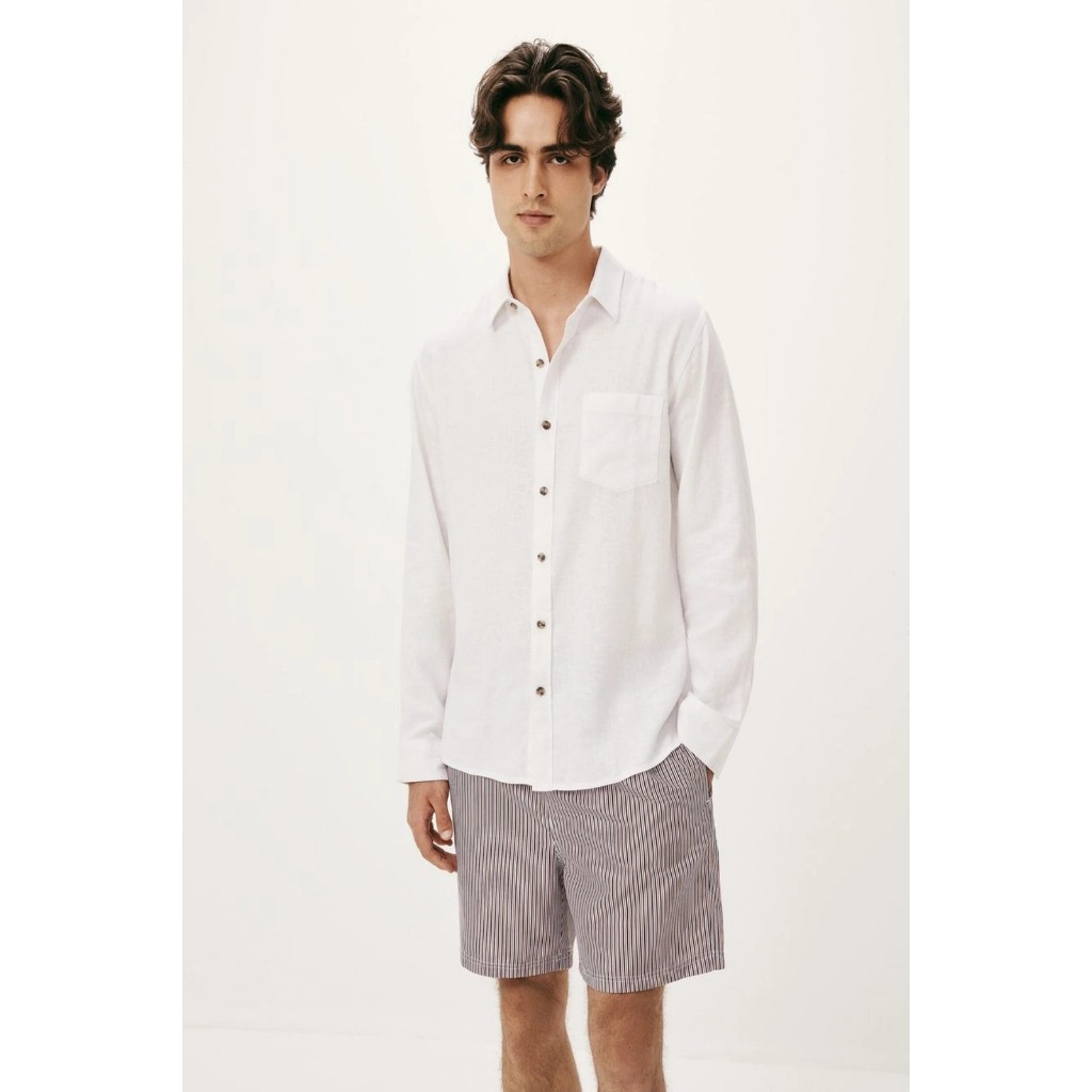 CAMISA BÁSICA MASCULINA MANGA LONGA SLIM EM LINHO  - HERING