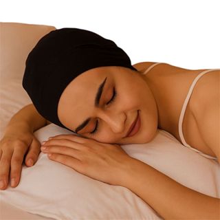 Touca nero anti frizz com barra para cabelos lisos e encaracolados em Oferta na Shopee