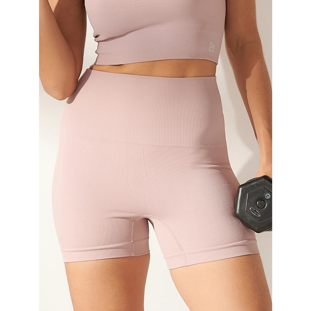 Shorts Cintura Alta Canelado Sem Costura