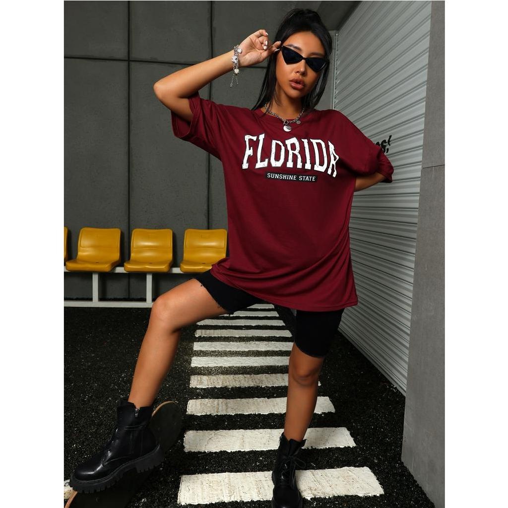 Camiseta Feminina Oversized Florida Treino Academia Camisetão