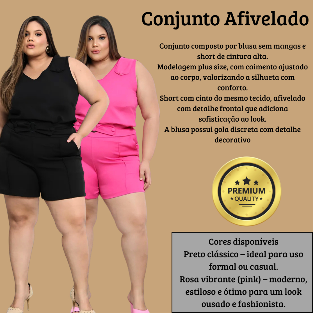 Conjunto Plus Size Feminino Alfaiataria Premium Festa Elegante - Women Clothes
