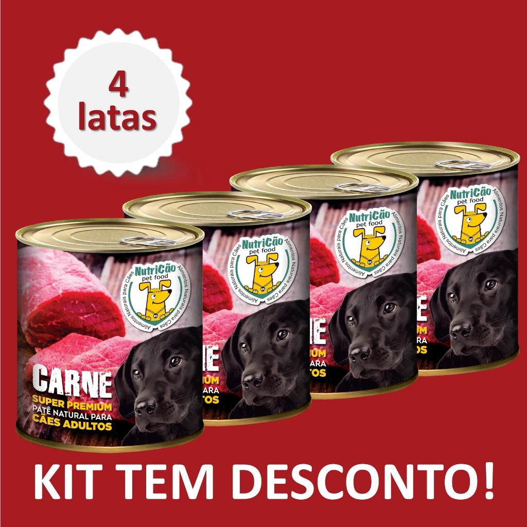 Kit Ração Úmida Molhada Cães Adulto Sabor Carne Max Benefícios NutriCão Pet Food Patê Natural