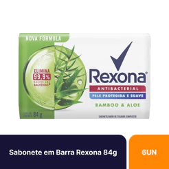 Kit 6un Sabonetes em Barra Rexona Antibacterial Bamboo & Aloe Vera 84g