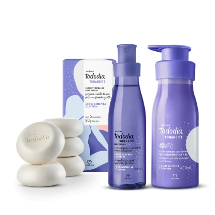 Kit Todanoite Natura com Sabonete, Hidratante e Body Splash Tododia (3 produtos)