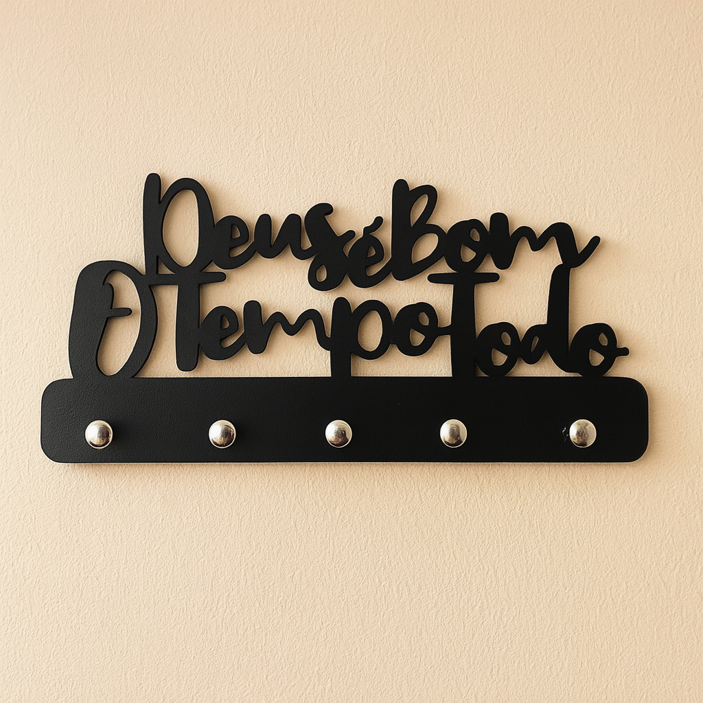 Porta Chaves para Parede Decoração em Mdf Preto Deus é bom o Tempo Todo em Oferta na Shopee