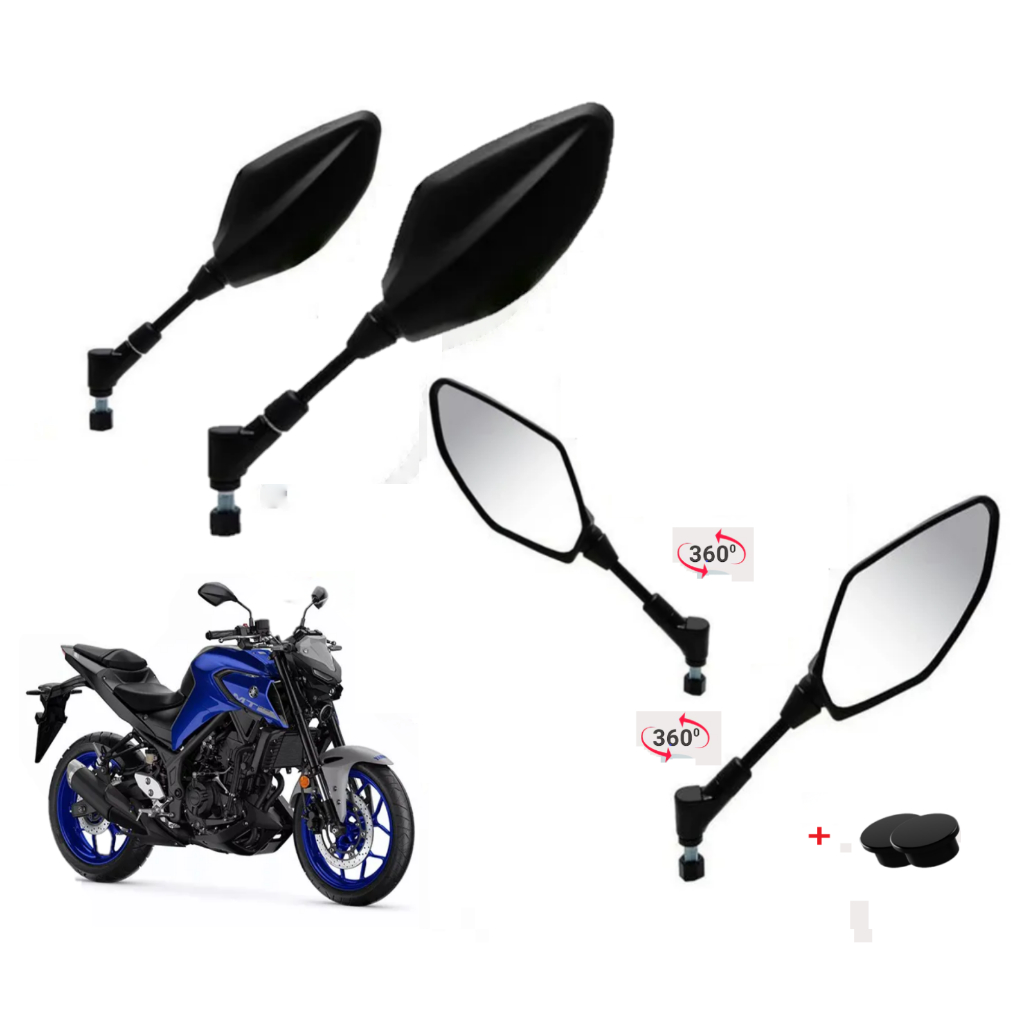 Espelho Retrovisor Modelo MT-03 Giro 360° Universal M10 Rosca Honda CG Titan Fan CB Twister em Oferta na Shopee