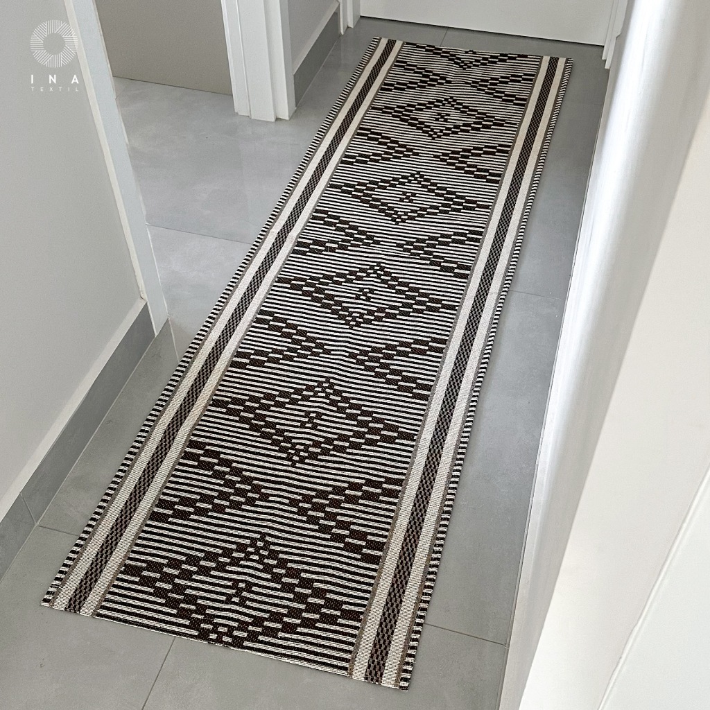 Passadeira Lorena Antiderrapante 65x250cm – Cor Marrom ou Cinza | Para Sala, Corredor e Cozinha