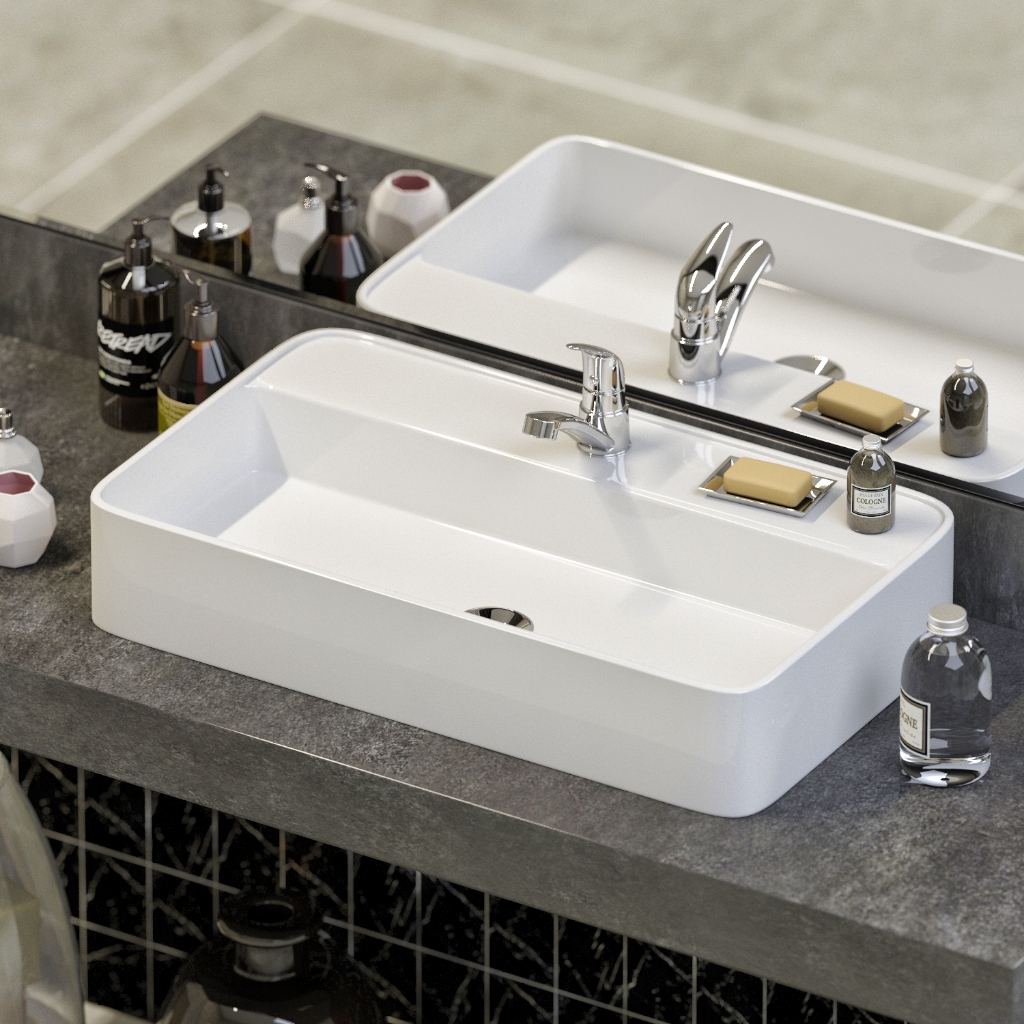 Cuba Sobrepor banheiro de cerâmica Paris - Mármore sintético em Oferta na Shopee