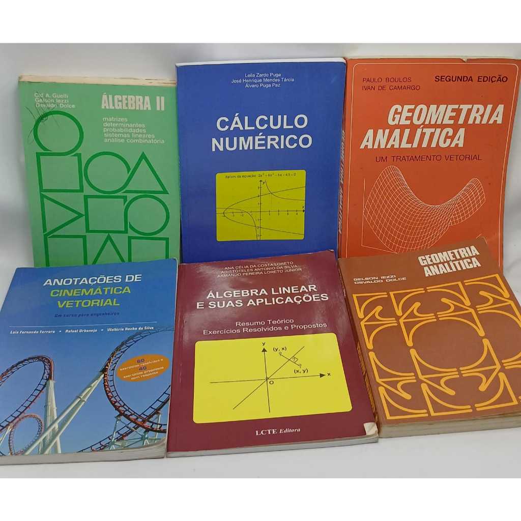 Livros de Geometria Analítica Álgebra Linear Trigonometria  Cálculo Numérico