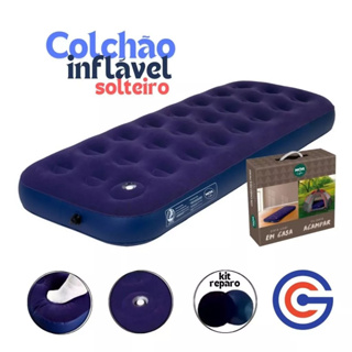 Colchão SOLTEIRO Inflável Multiuso C/Inflador Embutido (Fole) Casa Praia Camping - O MENOR PREÇO em Oferta na Shopee