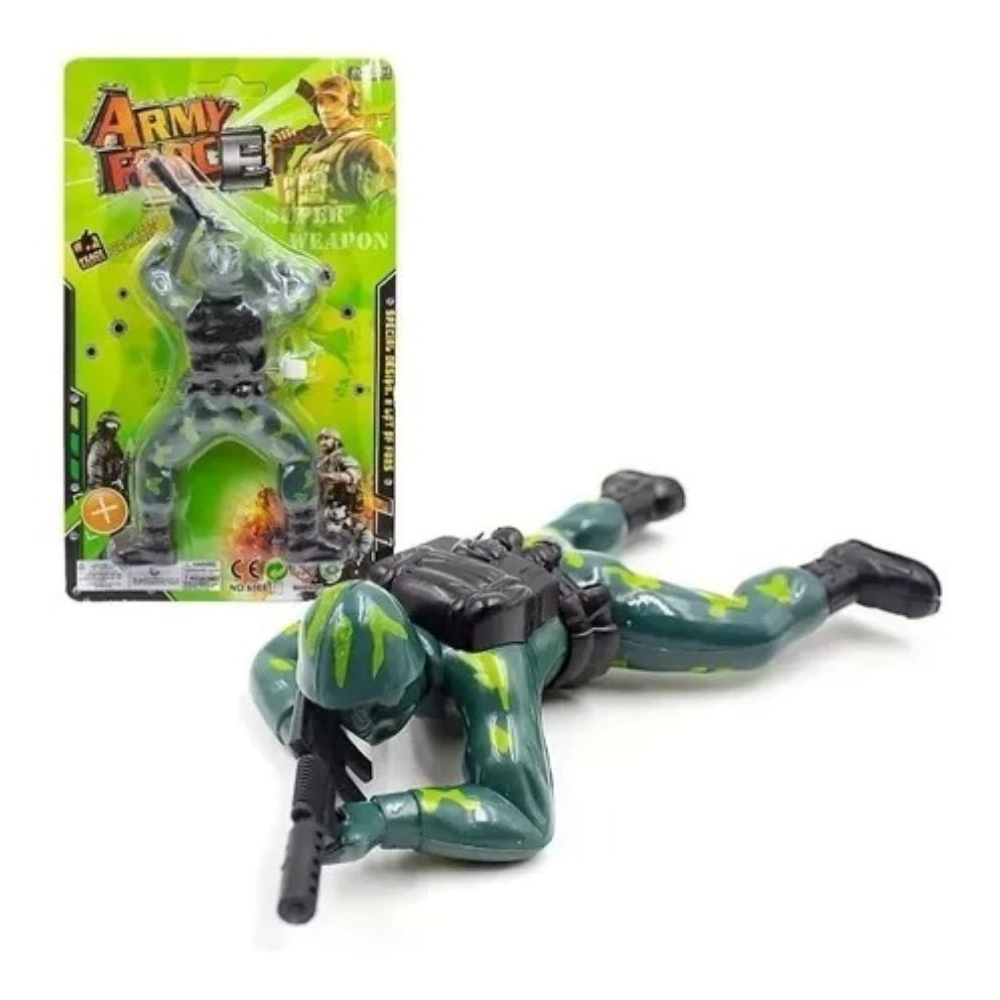 Brinquedo Boneco Soldado Atirador Rasteja Soldadinho Militar Army Force Herói Rastejante