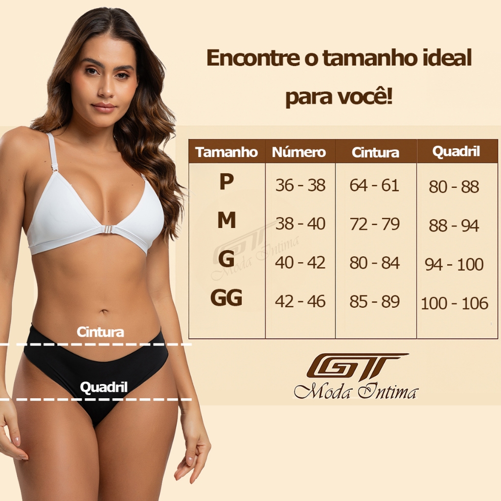 Detalhes do Kit com 10 Calcinhas Tanga Conforto Sem Costura