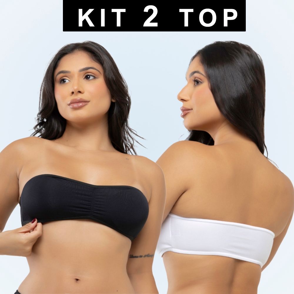 Kit 2 Sutiãs Tomara que Caia  Top faixa Bojo Removível Bustiê Festa Confortável