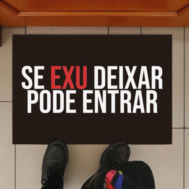Tapete capacho para porta de entrada - umbanda Se Exu deixar pode entrar