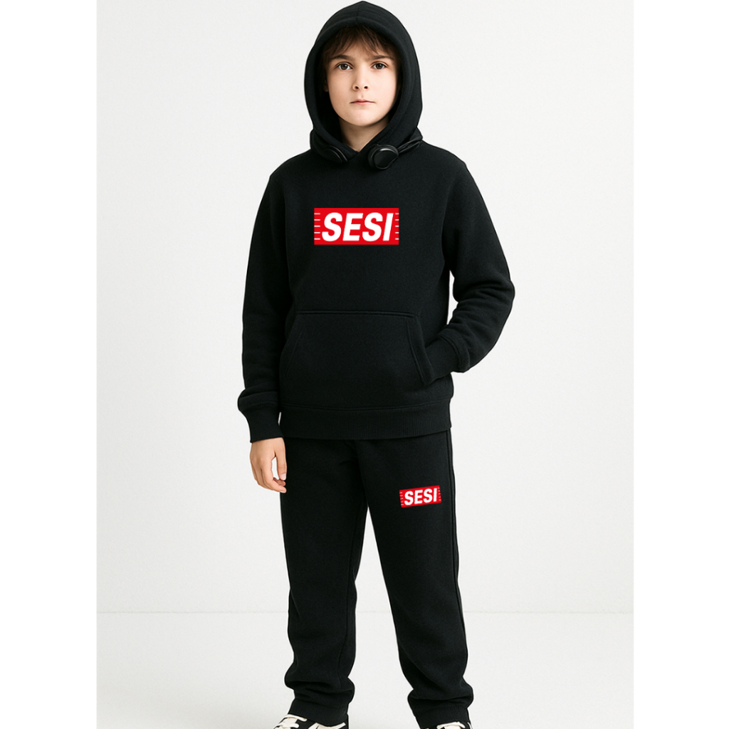 Conjunto Moleton Blusa de frio Infantil uniforme Sesi calça e moletom com capuz 2 peças
