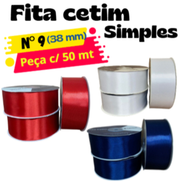 ROLO Fita de Cetim SIMPLES N°9 (38mm) COM 50mts Importada em Oferta na Shopee