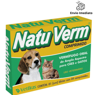 Vermífugo Para Cães e Gatos Remedio de Vermes Natu Verm Vetbras 4 Comprimidos em Oferta na Shopee