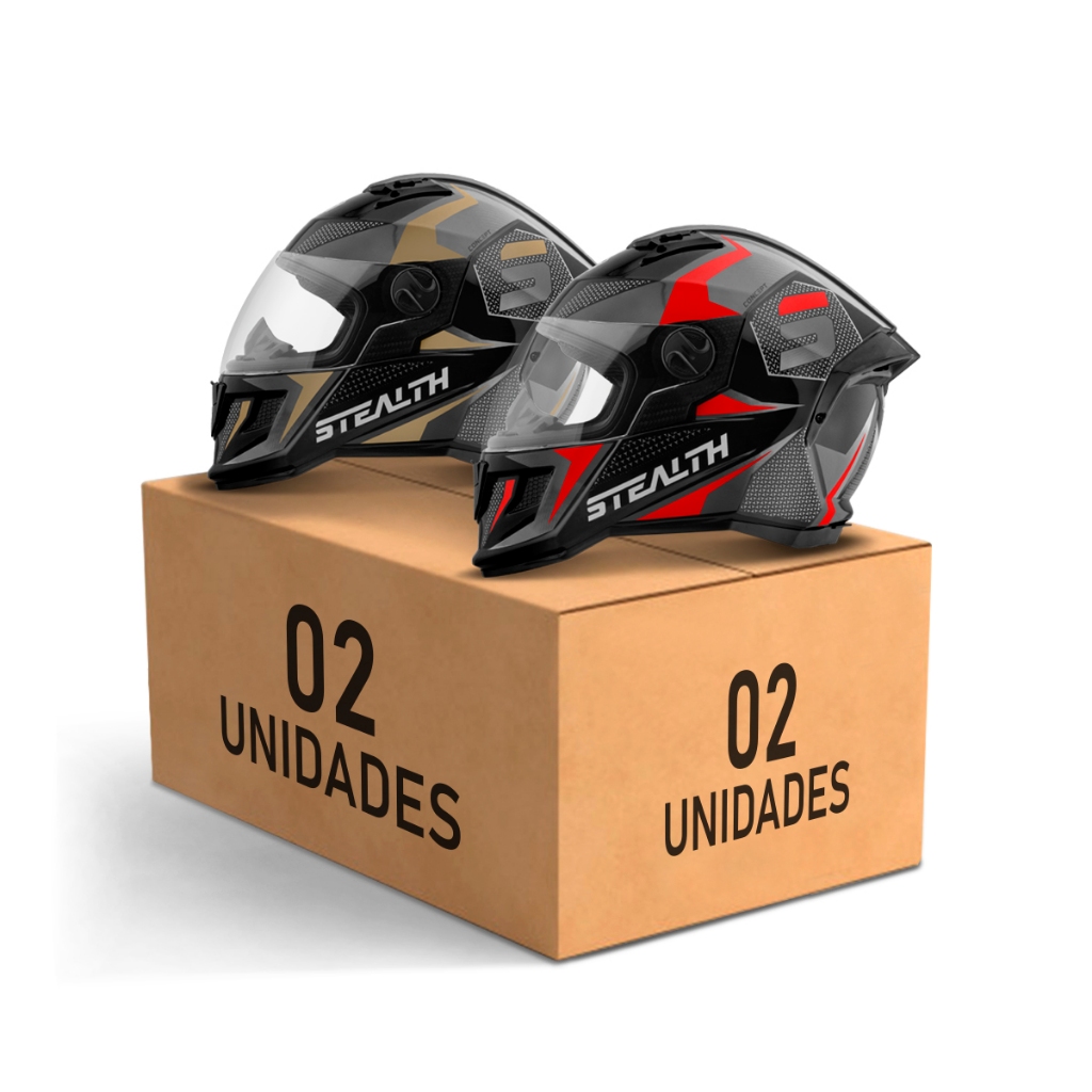 Kit 2 Capacete Fechado Stealth Concept Pro Tork Brilhante Feminino Masculino
