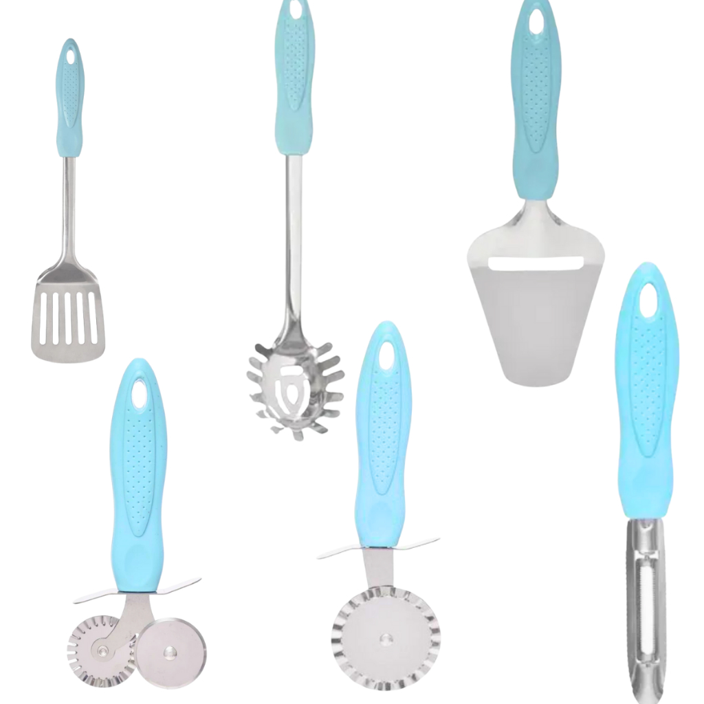 Kit Utensílios de Cozinha Linha Luxo 6 Peças Inox Cozinha - Univendas