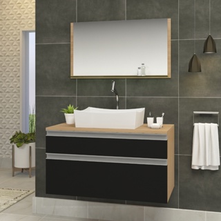 Conjunto Egito MDF gabinete para banheiro 60cm com cuba e espelheira em Oferta na Shopee